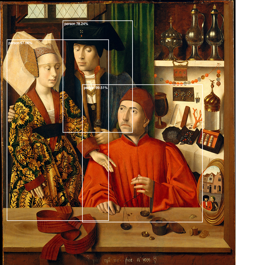 A Goldsmith in his Shop + ImageNetObject Detector Looking at Arts, 2020DigitalP5JS, ML5, and ImageNet